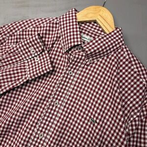 Southern Point Co Men's Button Down Shirt Burgundy White Gingham Medium